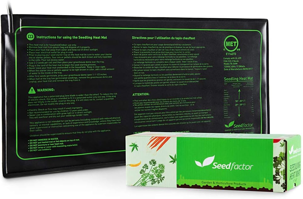 MET Certified Seedling Heat Mat, Seedfactor Waterproof Durable Germination Station Heat Mat, Warm