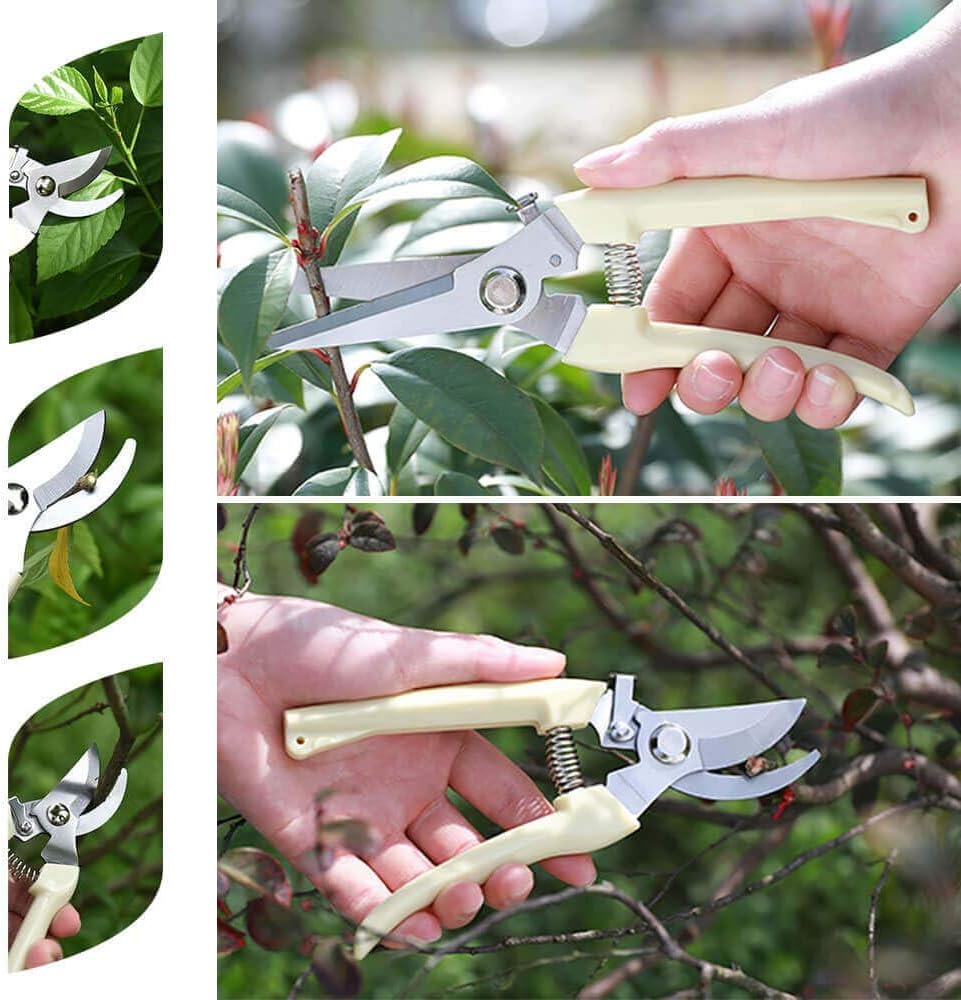 BUGUI Garden Shears Set of 2, Includes 1 Bypass Pruning Shears and 1 Straight Blade Garden