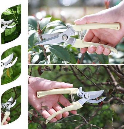 BUGUI Garden Shears Set of 2, Includes 1 Bypass Pruning Shears and 1 Straight Blade Garden