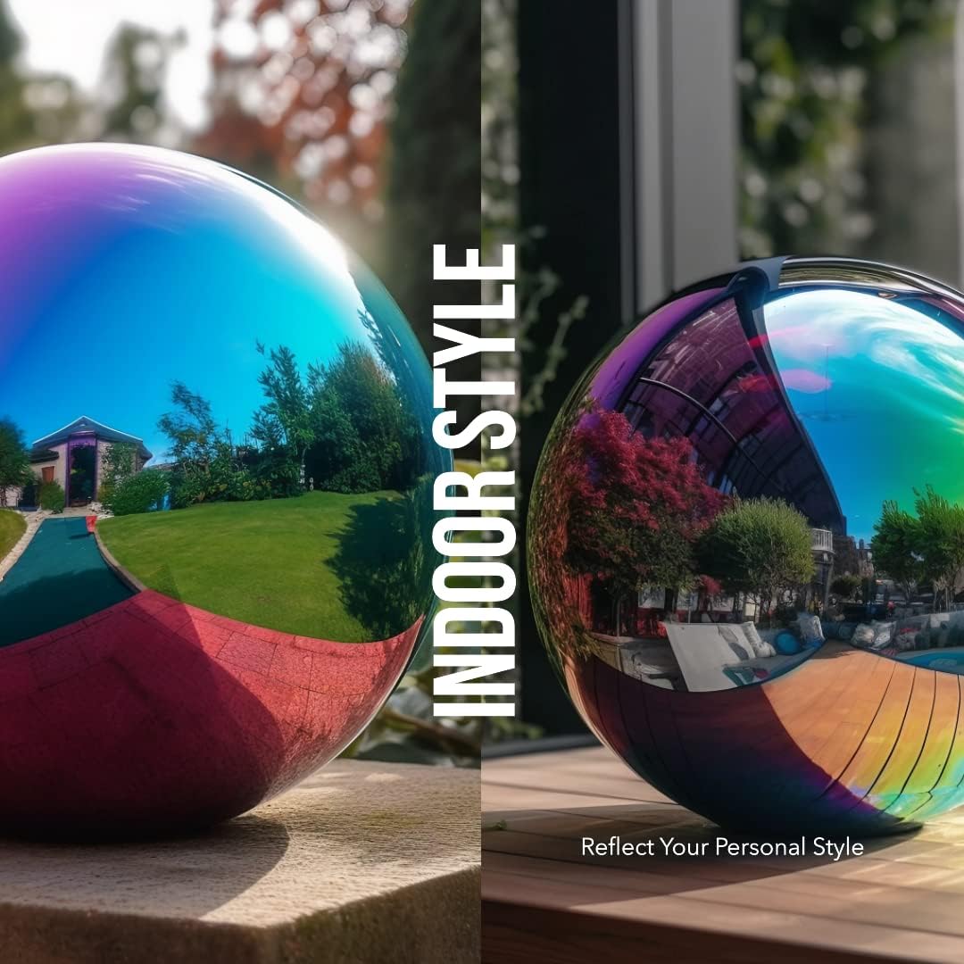 12 Inch Stainless Steel Gazing Globe,v2croft Hollow Ball Mirrored Surface Polished Shiny