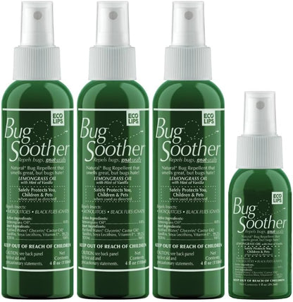 Bug Soother Spray (3, 4oz) - Natural Mosquito, Gnat & Insect Deterrent & Repellent with Essential