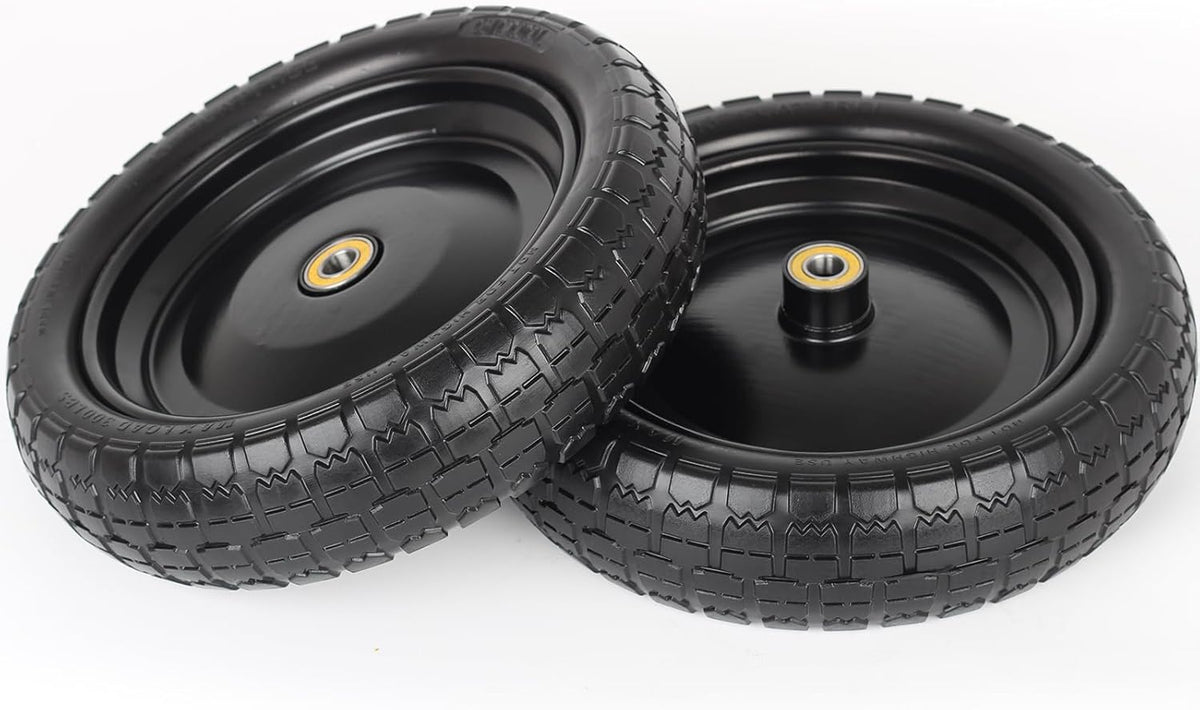13" Flat-free Solid Tire and Wheel Replacement, with 5/8" Axle Bore Hole, 2.2" Offset Hub for