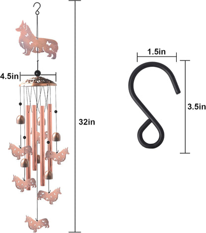 Dachshund Wind Chimes - Handcrafted Brass Unique Outdoor Musical Decor for Garden,Patio & Nursery