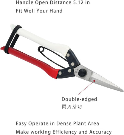 Double-Edge Garden Shears Micro-Tip Pruning Shears Extra Heavy Straight Garden Scissors Effortless