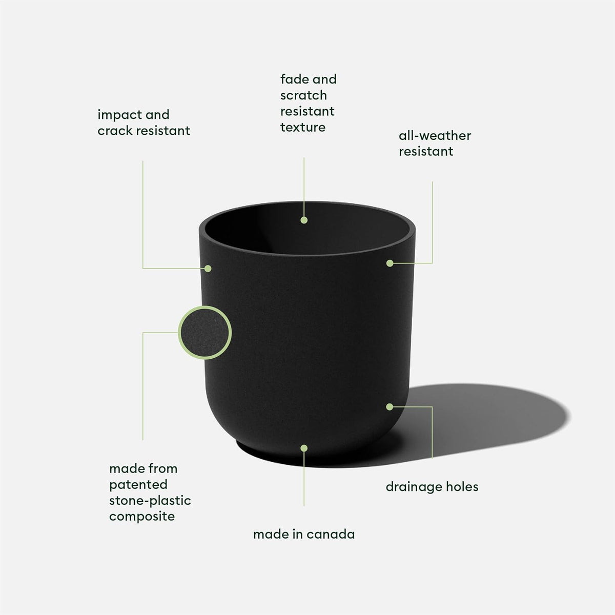 Veradek Round Black Plastic Planter Pots for Indoor/Outdoor Garden Use, with Drainage Holes