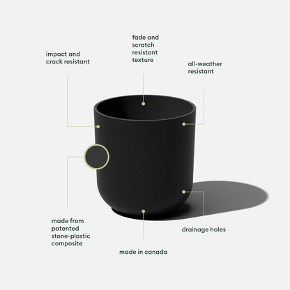 Veradek Round Black Plastic Planter Pots for Indoor/Outdoor Garden Use, with Drainage Holes
