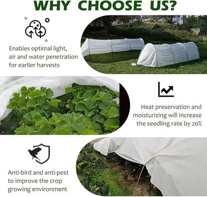 Plant Freeze Protection Cover, 10x50ft Frost Cloth Winter Garden Blanket, Floating Row Cover for