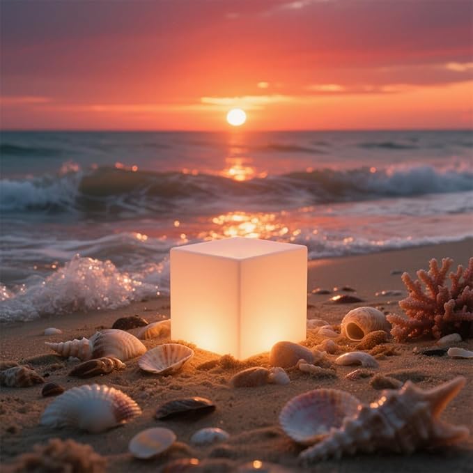 8-in Solar Cube Light Outdoor Waterproof, 16 Colors Illuminate Cube Floor Lamp, Dimmable Glowing