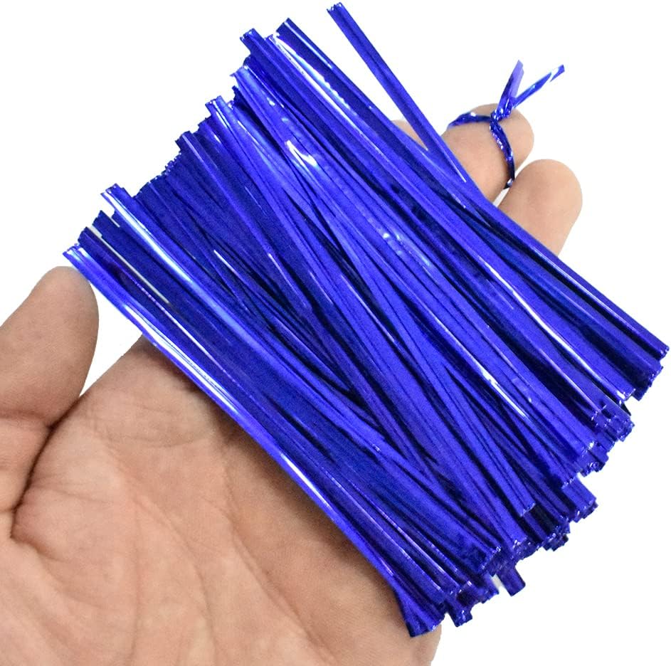 HAHIYO 300Pcs 4 inches Blue Metal Twist Ties Bread Candy Coffee Bag Ties Plant Garden Twist Ties