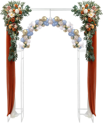 Wedding Arch Backdrop Stand, White Double Square Arch Backdrop Stand for Ceremony, 7.87ft Tall