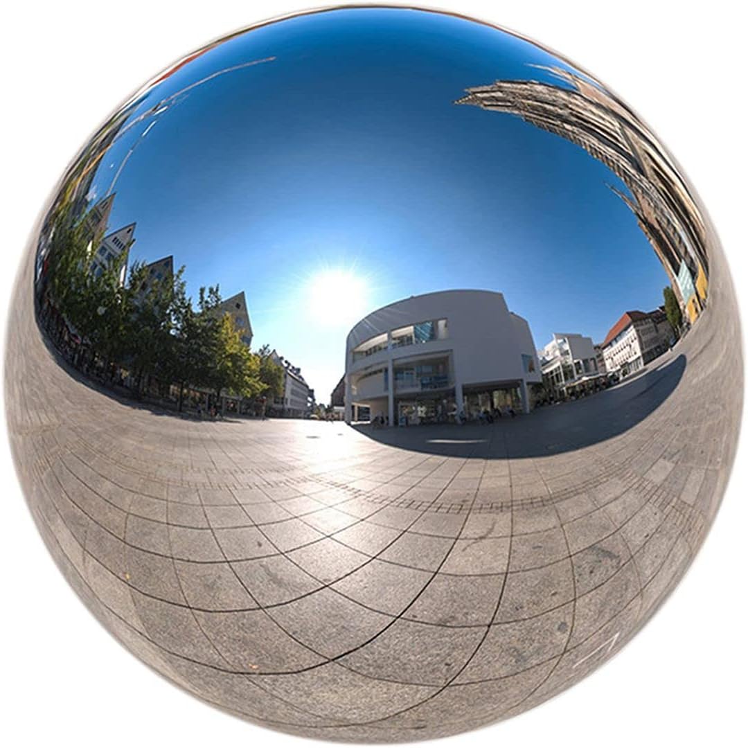Nerien 8 Inch Gazing Ball, Stainless Steel Garden Mirror Globe, Polished Ornament Sphere, Hollow