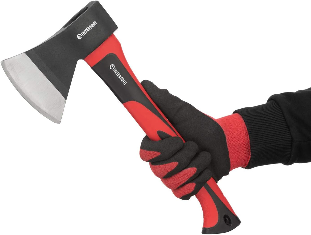 INTERTOOL 15” Camping Hatchet Axe – Compact Wood Splitting Tool with Fiberglass Shock-Resistant