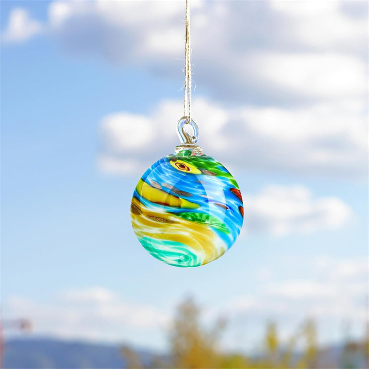 QFkris 4" Blown Glass Christmas Ornaments Ball for Christmas Tree, Hand Blown Glass Ornaments