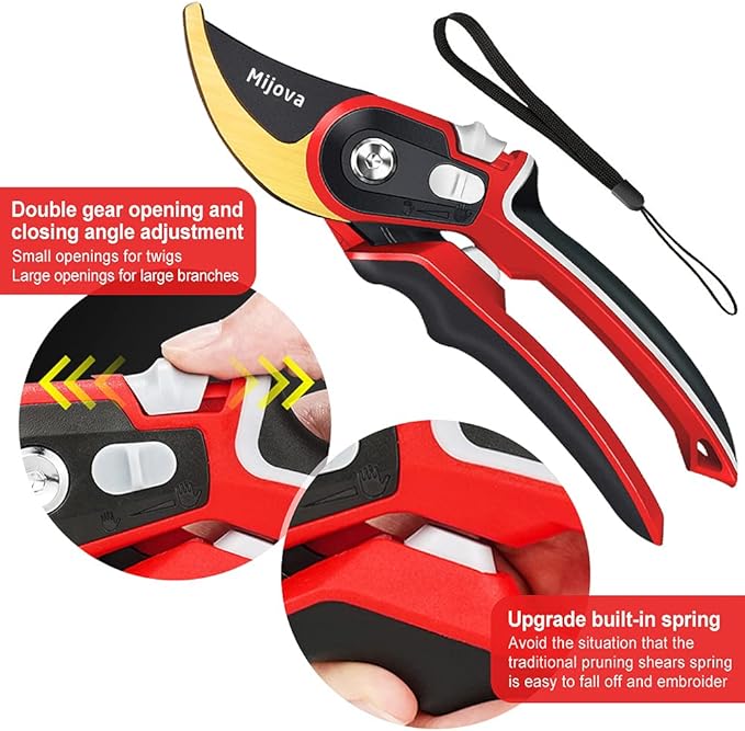 Garden Pruners, Heavy Duty Garden Clippers, Pruning Shears with Adjustable Thumb Lock, Hand