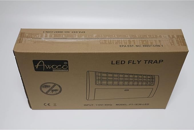 Awoco LED 13W 100V-240V Wall Mount Sticky Fly Trap Lamp XL 78” Extra Long Power Cord for Capturing