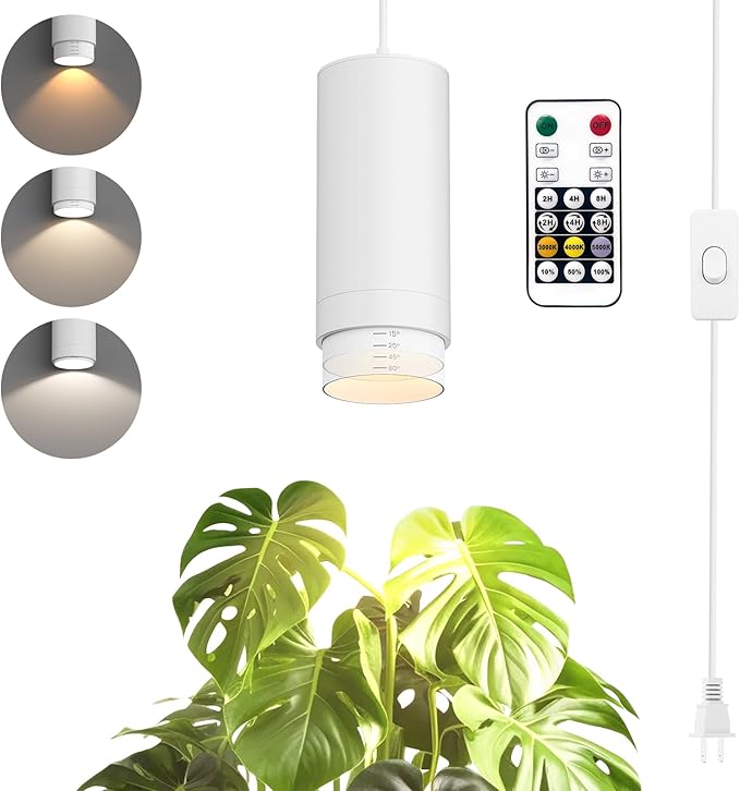 Remote Control Hanging Grow Lights for Indoor Plants, 30W Hanging Plant Light with Auto On/Off