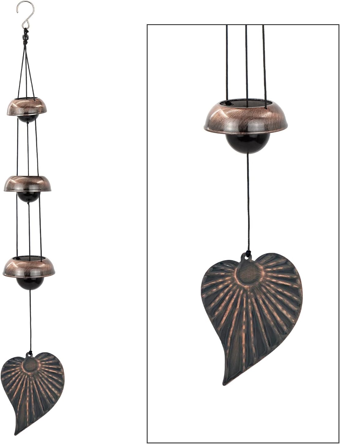 Three Cooper Leaf Temple Wind Chime,Wind Chimes with 3 Bells, Feng Shui Wind Chimes for Home Yard