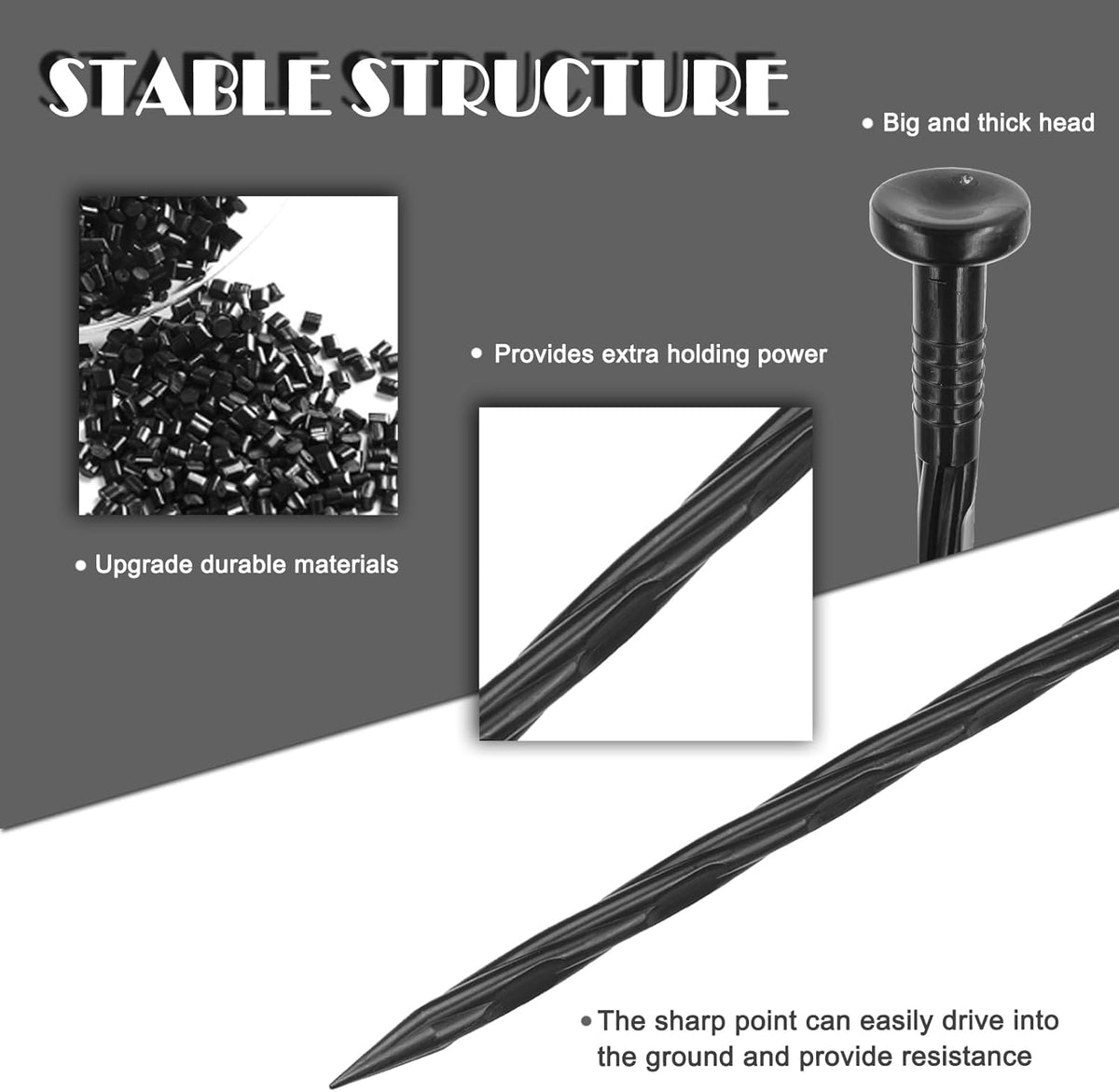 Plastic Landscape Anchoring Spikes 150 Pcs 8 Inch Nylon Spiral Landscape Spikes for Yard, Garden