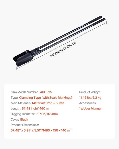 VEVOR Post Hole Digger, Heavy Duty Post Hole Digger with Carbon Steel Handle, Manual Hole Digger