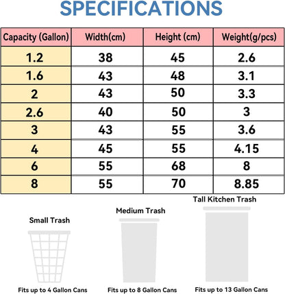 4 Gallon Trash Bag with Handles, Pack of 80, Unscented Garbage Bags, Size 45 * 55cm, 4.15g/pcs