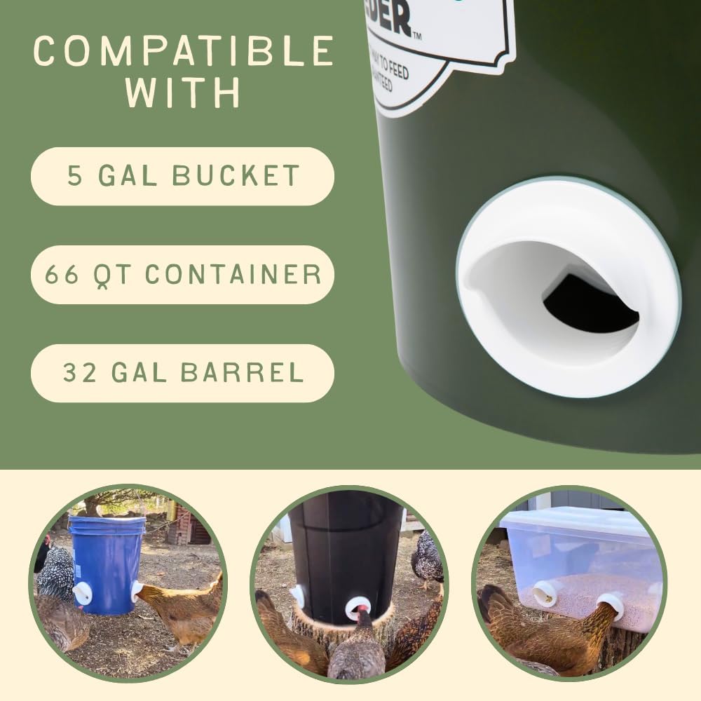 The Original Poultry Pro DIY Chicken Feeder | 3 Ports Poultry Feeders for Chicken Coop | Use for