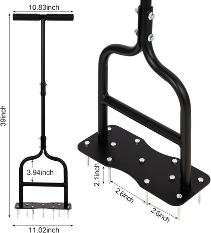sancat Lawn Aerator,Spike Aerator, Heavy Duty Manual Lawn Aerator Tool with 11 Iron Spikes, Grass