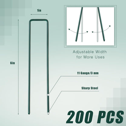 Therwen 6 Inch Turf Stakes for Artificial Grass Green Landscape Staples Bulk Galvanized Heavy Duty