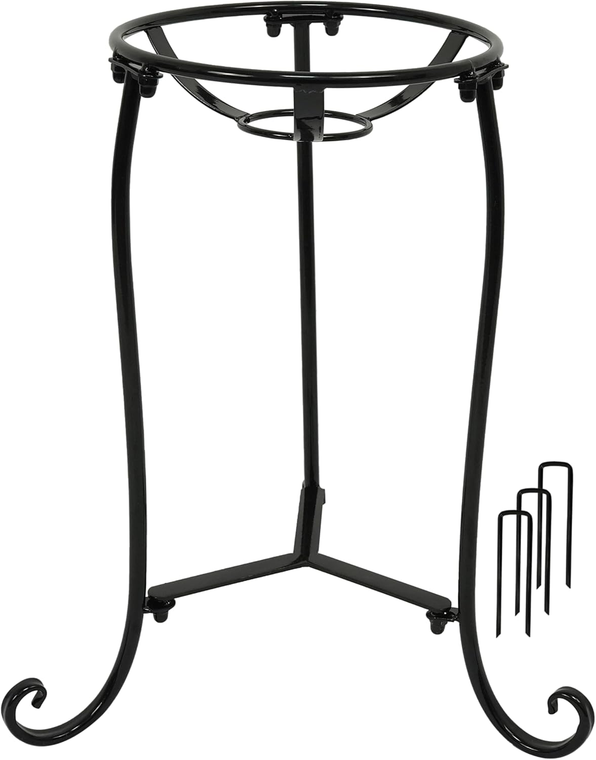 16" Tall Gazing Ball Stand for 10-12 inch Balls, Black Metal Gazing Globe Display Holder Stands for