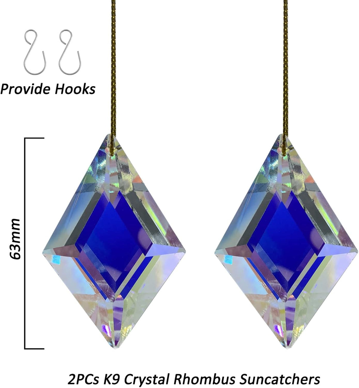 2PCS Simple Geometry Crystal Sun Catcher Prisms, STINO Hanging Suncatchers with Glass Prism