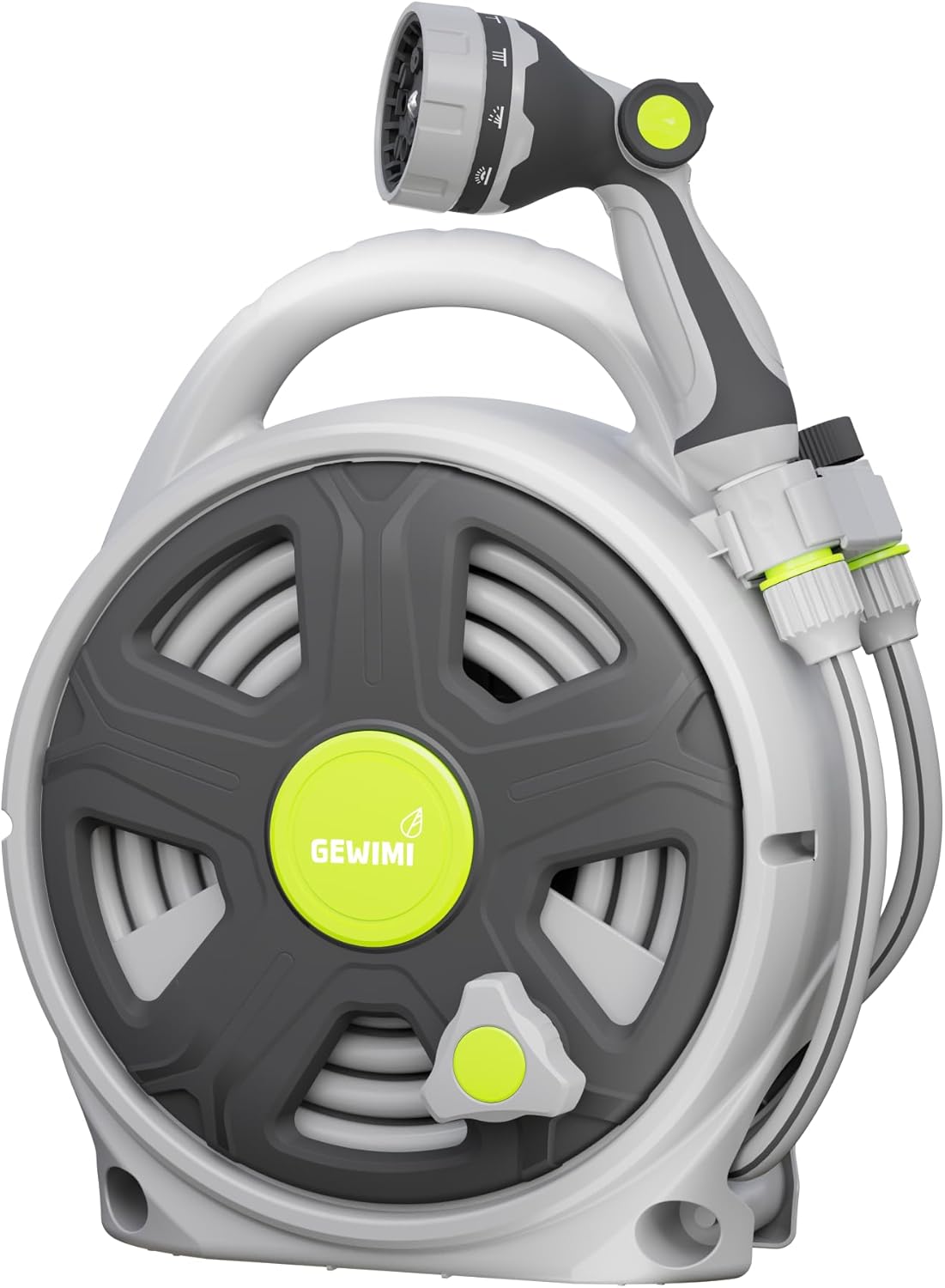 Retractable Garden Hose Reel, 65FT Heavy Duty Hose With 10 Spray Patterns - Leakproof, Durable &