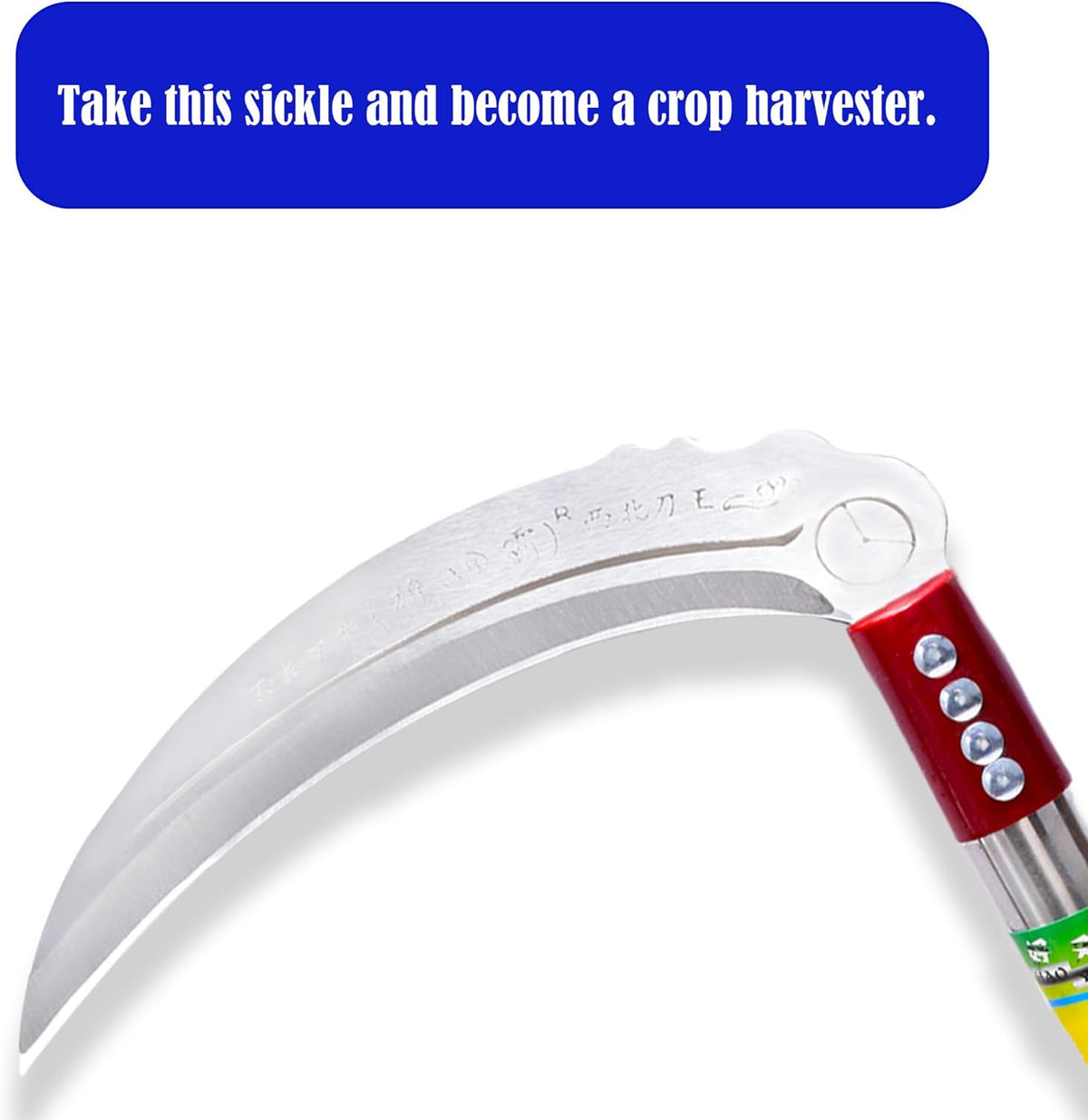 1pce 380mm/14.96in Stainless Steel Billhook Brush Clearing Sickle for Grass,Weeding Tools for