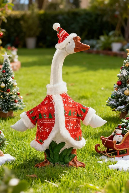 Christmas Porch Goose Outfit - 23" Goose Costume Festive Outfit for Cement Plastic Porch Goose