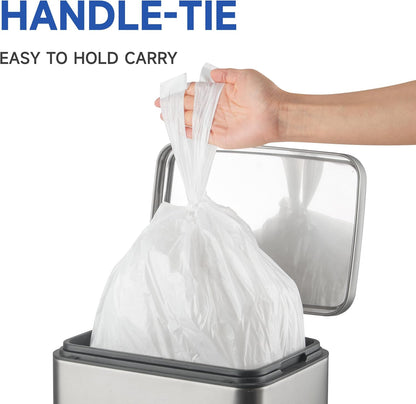Small Trash Bags with Handles 3 Gallon 50 Count White - Ocean Plastic Upcycling - Plastic Garbage