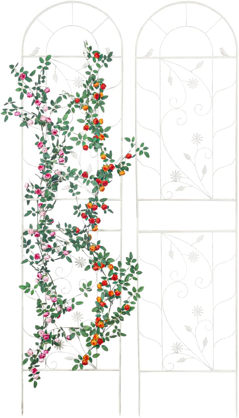 Sungmor Metal Trellises for Climbing Plants, Overall 20 Inch Width & 82.5 Inch Tall, 2PC White