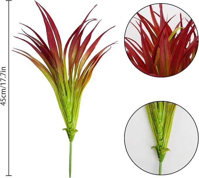 32Pcs Artificial Grass Fake Plants 17.3in Outdoor Plants UV Resistant Greenery Stems Fake Grass for