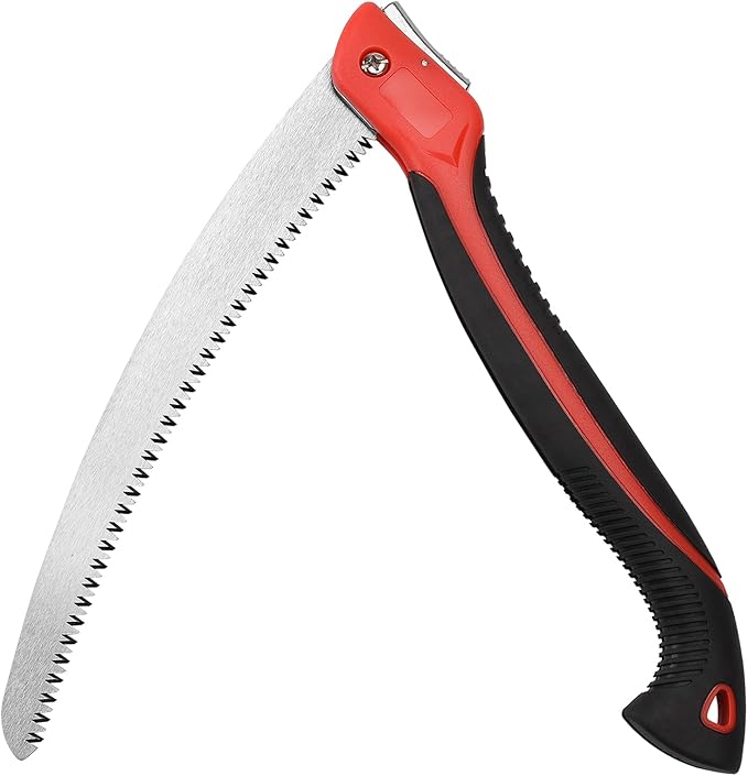 12 Inch Heavy Duty Pruning Saw, Folding Hand Saw with SK5 Curved Blade, Triple-cut Razor Teeth Used