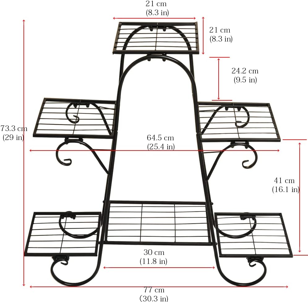 6 Tier Plant Stand Metal Flower Shelves Plant Display Stand Indoor Outdoor Patio Plant Rack Flower