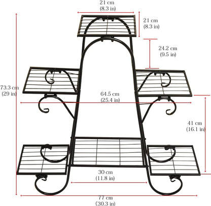 6 Tier Plant Stand Metal Flower Shelves Plant Display Stand Indoor Outdoor Patio Plant Rack Flower