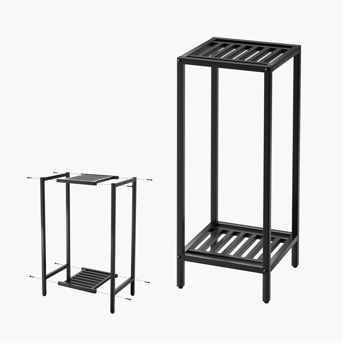 Zhongma 2 Tier 30" Tall Indoor Outdoor Plant Stand, 12 L x 12 W x 30 H inch, Heavy Duty Square