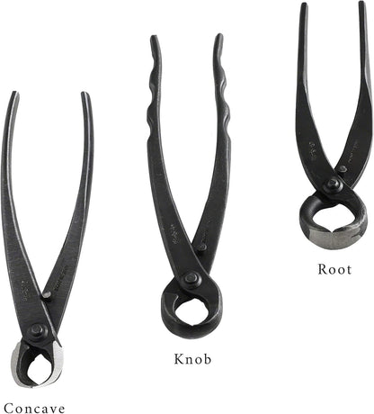 Wazakura Made in Japan 5 PCS Bonsai Cutter Tools Set with Roll Bag: Concave Branch Cutter, Knob