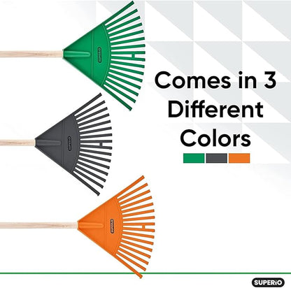 Superio Kids Garden Rakes, 2 Pack, Rakes with Wooden Handle, Plastic Head, 34" (Orange)