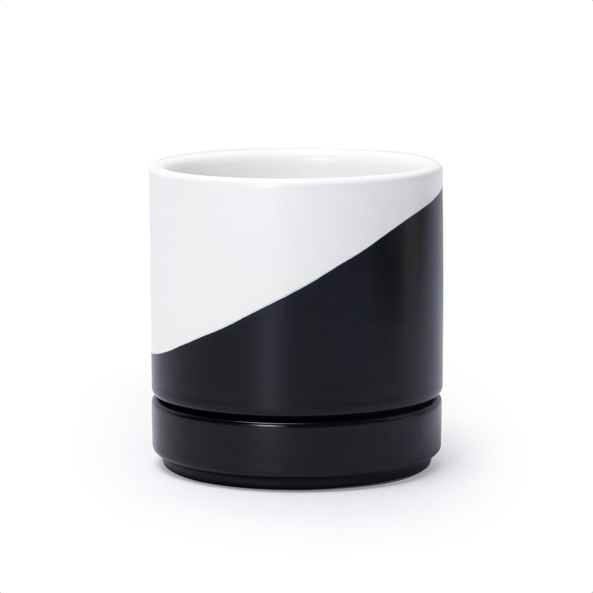 D'vine Dev 4.7 Inch Ceramic Planter Pot with Drainage Hole and Saucer, Indoor Cylinder Round