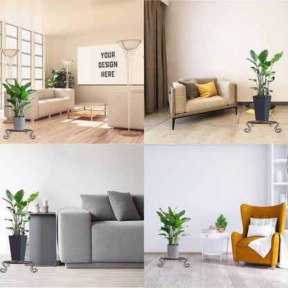 Flower Pot Stand Heavy Duty 2 Pack Planter Holder Indoor Outdoor Home & Garden Decor(Champagne)