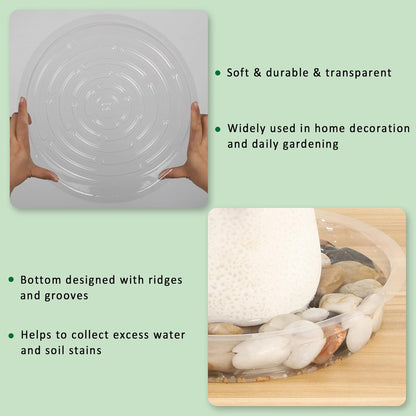 JERIA 12 Inch 20 Pack Clear Plant Saucers,Plastic Flower Pot Trays,Round Durable Plant Drip Trays