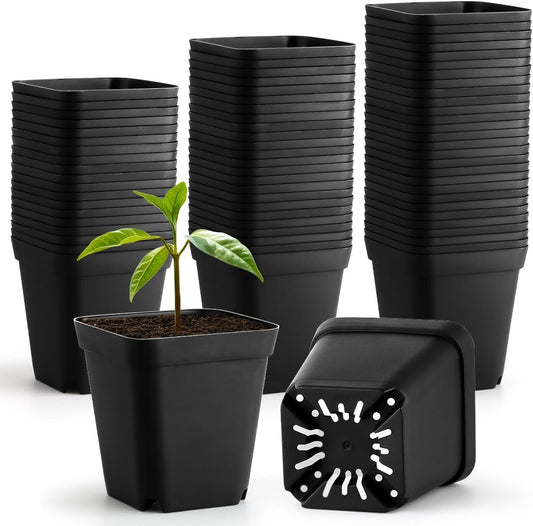 60 Pcs Nursery Pots 2.7 Inch, Plastic Seed Starting Pot with Drainage Holes, Sturdy Seedling pots