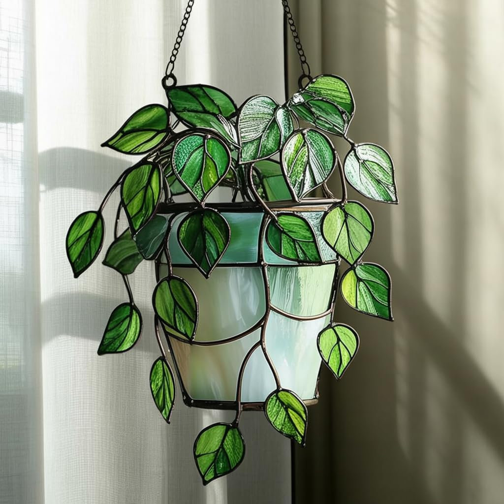 Monstera Suncatcher Colorful Window Hanging Ornament Sun Catcher Panel for Home Decor Car Garden