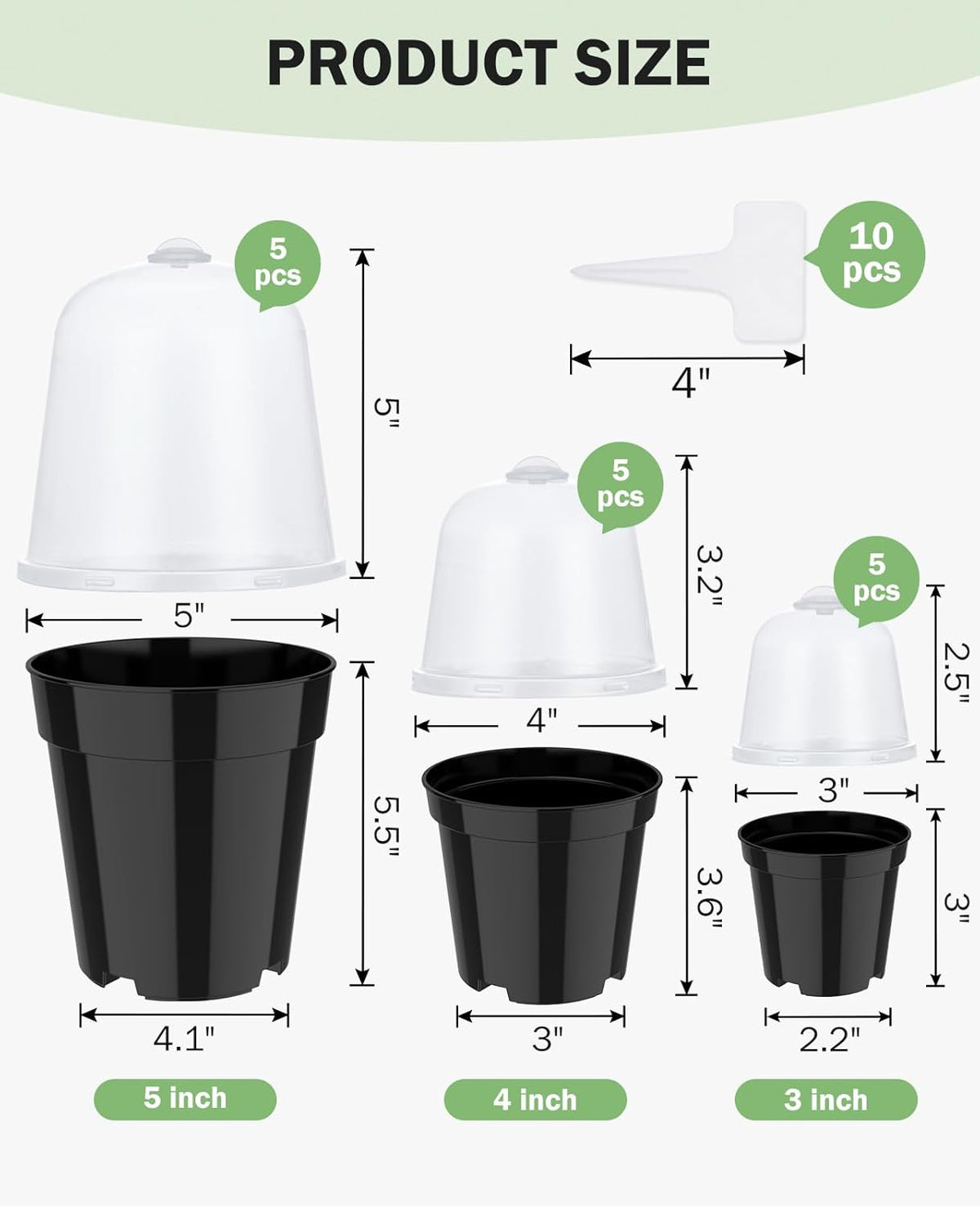 homenote Nursery Pots for Plants,3/4/5 Inch Plant Pot for Planting with Humidity Domes Plastic