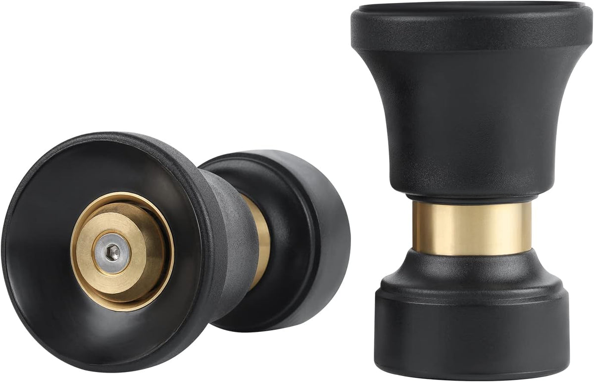 Hose Nozzle, Lichamp 2 Pack Heavy Duty Brass Fireman Style High Power Leak Proof Adjustable Garden