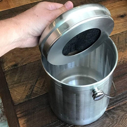 Lehman's Countertop Compost Bin, Odorless Kitchen Composting Pail with Carbon Filters, Stainless