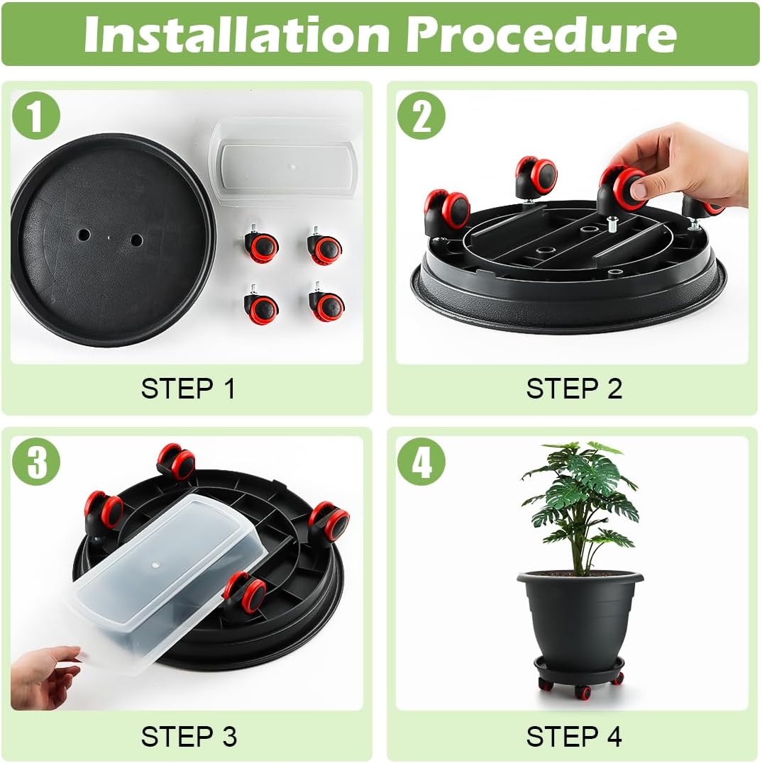 3-Pack Jumbo 15.7 Inch Planters with Rolling Saucers & Drainage – Large Flower Pots for